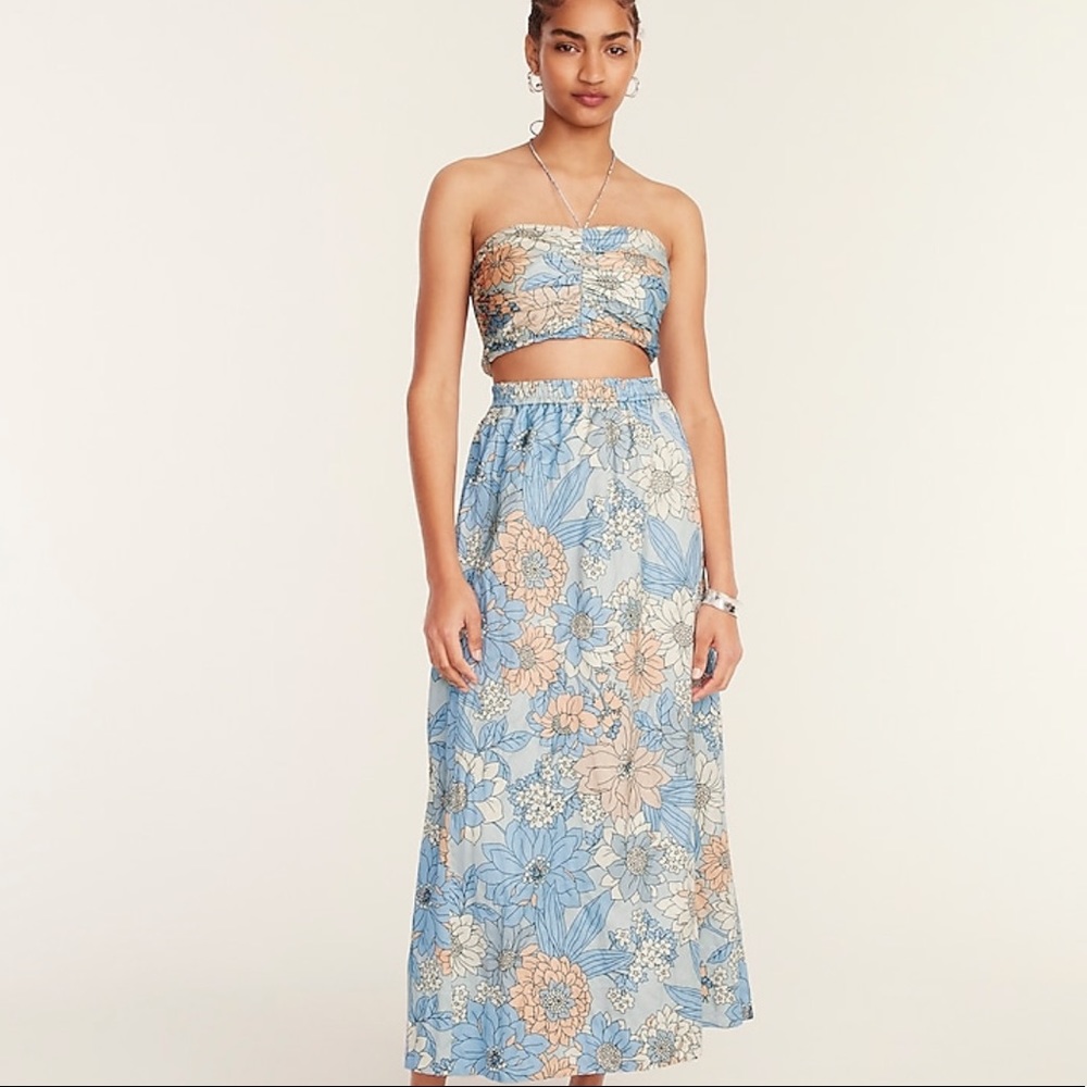 NWT J Crew Collection textured satin skirt set in zinnia floral - Size XL